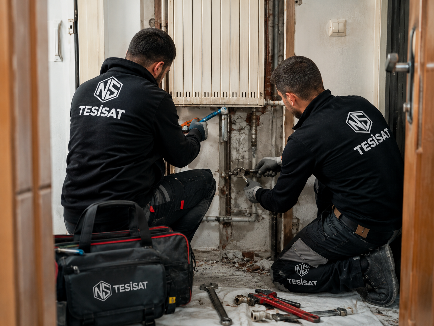 NS Tesisat ekibi tesisat onarım ve yenileme çalışması